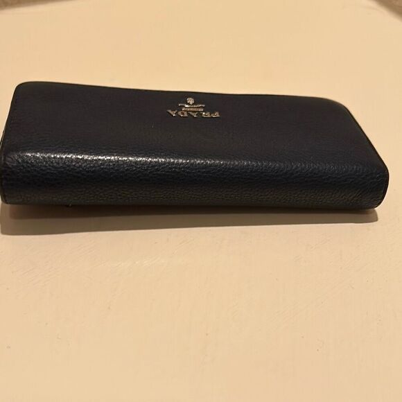Prada Women's Continental Flap Long Wallet Navy Blue Saffiano Leather Minimalist - Picture 14 of 14